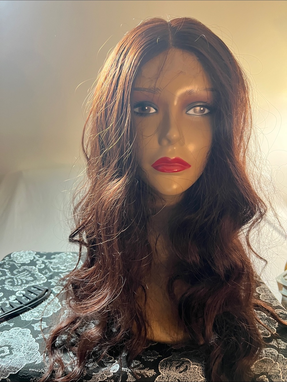 Long Wavy Brown Women's Wig - Rich Chestnut Color